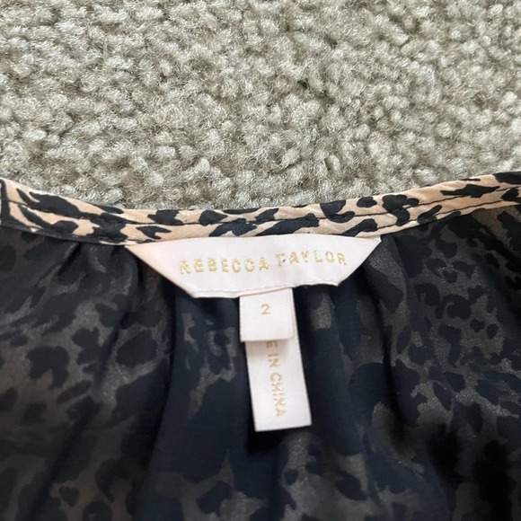 Rebecca Taylor animal leopard print silk long sleeve mini dress size 2 - Picture 6 of 12